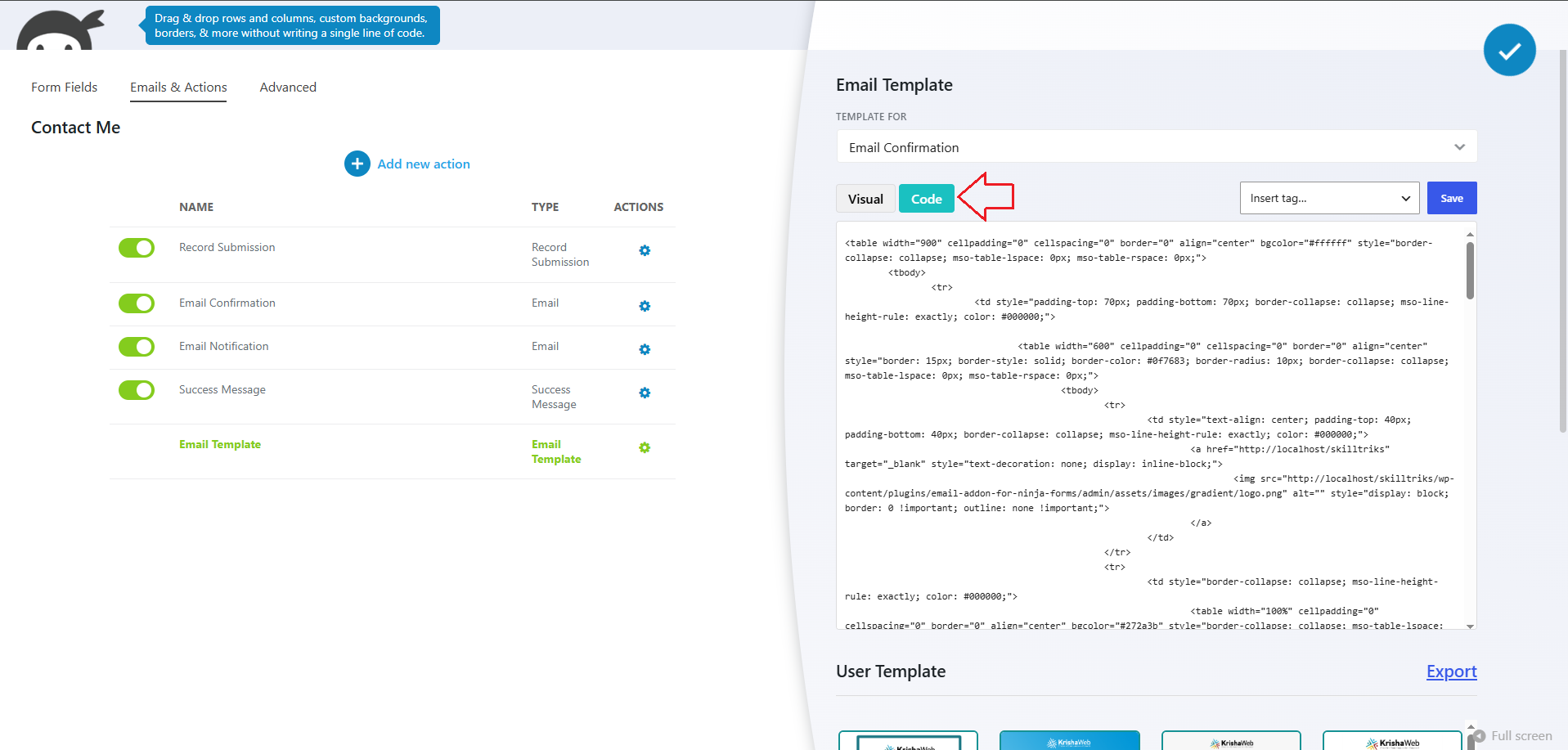 nfea-message-body-code-view
