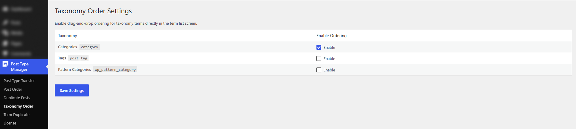 ptt-taxonomy-order-setting